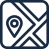 Map icon with location pin symbol on it.